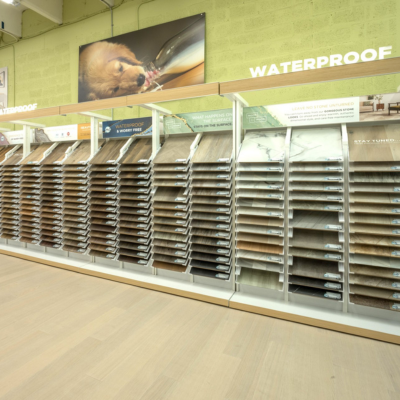 Waterproof hard surface flooring display